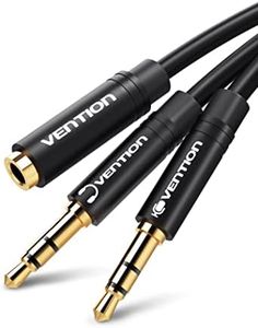 VENTION Sdoppiatore Cuffie Microfono Doppio Jack 3,5mm in Alluminio Maschio a Femmina Cavo Audio 2 in 1 per Notebook, PC, PS4, Xbox (1m)