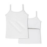 Lily Chic Uniform Camisole for Teens | Built-in Light Padding| Boosts Confidence in Puberty | Padded Camisole for girls | Camisole with built in bra | Padded Slips for girls | White | Pack of 2