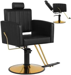 MIMWOW Black Salon Chair for Hair Stylist, Hair Styling Chair 360° Swivel, 90°-135° Reclining Barber Chair for Barbershop with Hydraulic Pump, Multi-Function Shampoo Chair Tattoo Chair Braiding Chair