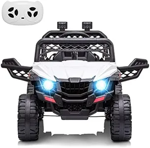 RCtown 12V Kids Ride On Car Truck w/Parent Remote Control, Spring Suspension, LED Lights, AUX Port, Music (White, no Tent)