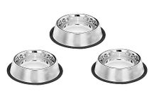 Pets Empire Small Dog & Cat Feeding Bowl | Dog Food Bowl | Dog Feeding Bowl | Cat Bowl | Cat Feeding Bowl | Stainless Steel Non-Skid Bottom for Puppies, Kittens, Rabbits and More (200 ml x Set of 3)