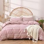 Lekesky Ultra Soft Duvet Cover King, Pink Duvet Cover for King Size Bed, 3 Pieces Microfiber Boho Duvet Cover Set with Zipper Closure and Corner Ties, 104x90 Inch