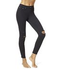 HUE Women's Ripped Knee Denim Leggings, Black, XL