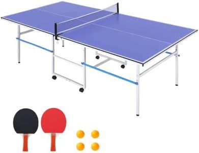 8 ft Portable Ping Pong Table,Indoor/Outdoor Table Tennis Table for Adults | Professional Outdoor Game with Net, 2 Paddles and 3 Balls - Quick Assembly, Single Player Playback Mode