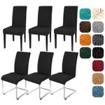 Yugarlibi Dining Chair Slipcovers Set of 4 Stretch Chair Covers Swing Chair Elastic Removable Dining Room Chair Covers Reusable Washable Chair Protector for Hotel Banquet Ceremony (Black, 6 pcs)