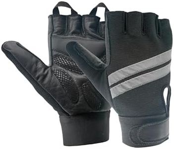 Inspired Comforts Wheelchair Gloves Fingerless Full Thumb with Anti-Slip Grip, Breathable & Reflective (Black/Black,L)