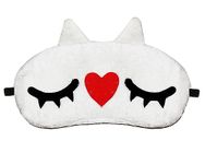 Nitsha Cute Fur Cat Sleeping Eye Shade Mask Cover For Insomnia, Meditation, Puffy Eyes And Dark Circles Ii Soft & Smooth Travel Masks For Men Women Girls Boys Kids - White-Heart