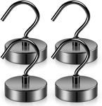 Grtard 100 lb Heavy Duty Magnetic Hooks, Strong Neodymium Refrigerator Magnet Hooks, Magnet with Hooks for Curtain, Home, Kitchen, Workplace (4pack)