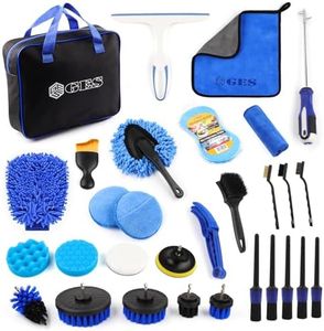 GES Kits de Detallado de Autos, Kit de Limpieza de Autos de 30 Piezas, Juego de Lavado de Autos para Ruedas, Interior, Exterior, Cuero, Ventilaciones y Limpieza de Tableros (Azul)