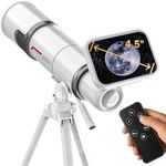 Refracting Astronomical Telescope for Adults & Beginners, 4.5" HD LCD, 70mm Aperture 400mm Focal Length, Fully Multi-Coated Optics with Remote Control, for Moon, Mountain & Sky Observation-White