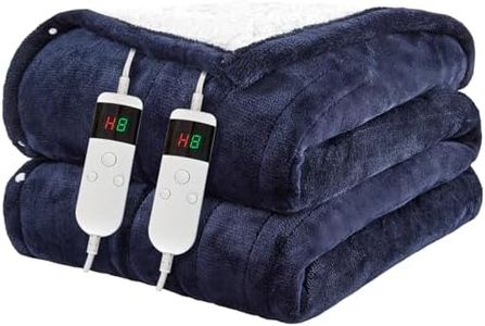 Heated Blanket Electric King, 100"x90" Soft Flannel Heating Blanket with 8 Hours Auto Off 10 Fast Heating Levels Machine Washable Sherpa Heated Throw Blanket with Overheating Protection