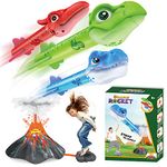 KUPOL Dino Blasters Rocket Launcher for Kids, Kid-Powered Dino Themed STEM Toy for Ages 3-7, 100ft Launch, Indoor/Outdoor Toy, Safe Foam Dino Rockets, Boys & Girls, Birthday Gift, Family Entertainment