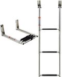 3 Step Stainless Steel Boat Boarding Ladder, Telescoping Transom Swim Ladder with Anti-Slippery Vinyl Coating - Safe & Easy to Install