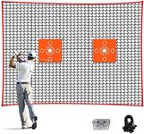 Golf Hitting Chipping Practice Barrier Net with 2 Target Cloth, 10x20 ft, High Impact Golf Ball Training Netting, Heavy Duty Golf Containment Net for Backyard Driving Hockey Baseball Soccer Volleyball Home Garden (10x20ft Golf Netting)