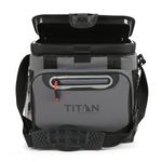 Titan Deep Freeze Cooler - 16 Can Zipperless Hardbody Cooler - Deep Freeze Insulation, HardBody Liner, and SmartShelf - Sharkskin Gray