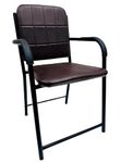 RATISON Chair Office Study Computer Library Visitor Chair with Arm Rest with Iron Frame and Cushion Seat Back, Chair Without Wheels (1, Coffee, Standard)