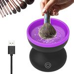 Electric Makeup Brush Cleaner Machine, USB Automatic Spinner Cosmetic Brush Cleaner, Handheld Beauty Makeup Brushes Quickly Cleaning Tools for All Makeup Brushes (Black+Purple)