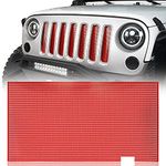 Hooke Road Wrangler Red Grill Mesh Insert Front Grille Bug Screen Deflector Compatible with Jeep JK Wrangler 2007-2018