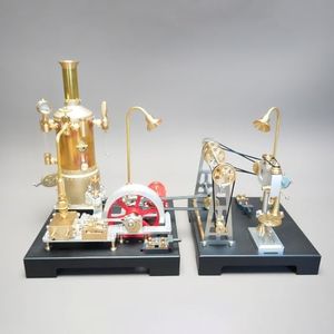 DiyXenginey SE-03 Steam Engine and Boiler Model Kit with Workshop Model Kit That Work, DIY Vintage Steampunk Working Engine with Generator and Lamp Stand, Mechanical Transmission RETROL Engines -65PCS