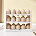 Jaugufiy 3 Tier Refrigerator Egg Holder Egg Holder Rack Egg Storage Rack Egg Organizer for Refrigerator for Kitchen for Countertop,Hold 30 Eggs (White)