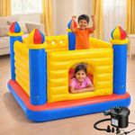 Toy Imagine™ Playhouse Inflatable Soft Floor Bounce Jump-O-Lene Bouncer and Castle Ball Pit for 3-6 yrs, with Pump Multicolor