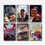 Farrari Poster Formula 1 Car Posters Racing Car Canvas Wall Art For Home Decor (8×12 inch,Set of 6,Unframed)