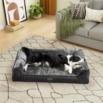 YITAHOME Large Dog Bed,Washable Orthopedic Memory Foam Dog Beds and Couch with Removable Zipper Cover,106x80x18cm,Grey