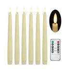 Stmarry 10 Inch Flameless Taper Candles - Realistic 3D Flame with Wick, Ivory Real Wax, Flickering LED Candlesticks, Spring Home Decor, Automatic Timer, Remote Control - Set of 6