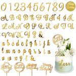 Acrylic Alphabet Number Cake Topper DIY Personalized Name Cupcake Toppers with A-Z Letter 0-9 Number Happy Birthday Sets for Custom Wedding Cake Decorations Baby Shower Party Supplies (Style1 Gold)