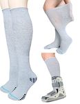 LORVVDE 2 Pairs Walking Boot Socks for Orthopedic Walker Brace, Replacement Sock Liner Knee High Tube Socks Under Air Cam Walkers and Fracture Boot, Medical Air Cast Socks for Surgical Leg Cover