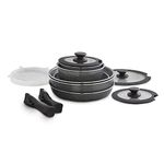 Tower T900140 Freedom Detachable Handles Cookware Set with Cerastone Coating, Stackable Design, 13pc, Graphite