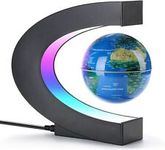 Floating Globe with LED Lights C Shape Magnetic Levitation World For Desktop
