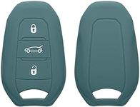 kwmobile Key Cover Compatible with Peugeot Citroen 3 Button Car Key Smart Key (only Keyless Go) - Soft Silicone Car Key Fob Holder Protector Case - Arctic Night