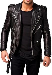 DECIMAL Men's Black REAL Lambskin Leather Biker Jacket VINTAGE GENUINE MOTORCYCLE JACKETS FOR MEN (US, Alpha, XX-Large, Regular, Regular, D BLACK)