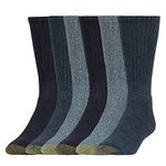 Gold Toe Men's Harrington Crew Socks 6 Pairs Casual, Denim, XL (Pack of 6)