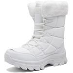 Dhinash Women's Snow Boots Waterproof Winter Boots Warm Anti-Slip Ankle Boots Fur Lined Booties Ladies Short Boots Outdoor Shoes Walking Boots Trekking Boots Hiking Boots White 8UK