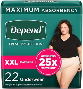 Depend FIT-FLEX Incontinence Underwear For Women, Disposable, Maximum Absorbency, XXL, Blush, 22 Count