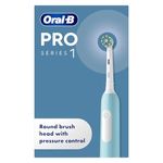 Oral-B Pro 1 Electric Toothbrushes Adults, Oral B Electric Toothbrush, With 3D Cleaning, 1 Toothbrush Head, Gum Pressure Control, 2 Pin UK Plug, Blue, Travel Electric Toothbrush