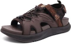 ONCAI Walking Sandals for Women, Sport Athletic Hiking Sandals With Arch Support Orthotic Outdoor Footbed for Plantar Fasciitis, Water Sandalias Mujer with Adjustable Strap Brown Size 12