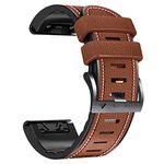 Abanen Quick Fit 26mm Watch Bands for Garmin Fenix 7X Solar/ Fenix 6X Pro/ Fenix 5X, Fiber Leather with Silicone Lining Stitches Soft Sweat-proof Wrist Strap for Enduro/Enduro 2,Tactix Delta (Brown)