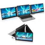 KPKUE 15.6" Laptop Screen Extender, FHD Monitor Extender, One Cable for Three Screen, Type-C/USB-A IPS Dual Screen Triple Monitor for 12''-16'' Laptop (Support Wins, Mac, ChromeOS System)