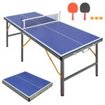 KKB Sport 5ft Mid-Size Table Tennis Tables - Indoor/Outdoor Foldable & Portable Ping Pong Table Game Set with Net,2 Table Tennis Paddles and 3 Balls