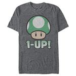 Nintendo Men's Mario 1-up Mushroom T-Shirt, Charcoal Heather, Large