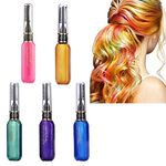 Hair Chalks For Girls,Hair Chalk,Temporary Hair Colour Spray, Hair Mascara,Coloured Hairspray For Kids,Wash In Wash Out Hair Colour,Wash Out Hair Dye For Kids, Blue Green Purple Orange Pink (5PCS)