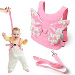 Baby Reins, Pink Toddler Reins, Baby Walking Harness Anti-Falls, Butterfly Wings Toddler Walking Harness, Child Safety Harnesses and Leash, Anti Lost Baby Leash for Walking 1-3 Years