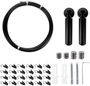 Nicerity Black Wall Mount Curtain Wire Rod Set