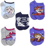 Disney Frozen 2 Elsa Anna Girls Toddler 5 Pack No Show Socks Set (Shoe Size: 10-4 (Sock: 6-8), Sky Blue)