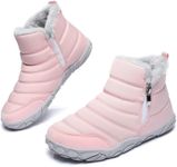 Snow Boots Men Women Winter Ankle Boots Water-Resistant Fur Lined Side Zipper Warm Walking Boots Lightweight Outdoor Anti-Slip Unisex Booties Mid Calf Sport Shoes Pink