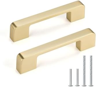 Lepatape 50 Pack 3-3/4 Inch Gold Cabinet Pulls Brushed Brass Cabinet Pulls - Brushed Gold Drawer Handles Brass Drawer Dresser Handles Champagne Gold Cupboard Hardware