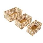 3PCS Wicker Storage Basket, Closet Organization and Storage Baskets for Bathroom, Wicker Baskets for Laundry, Baby Nursery Clothes, Linen Closet, Kitchen Pantry